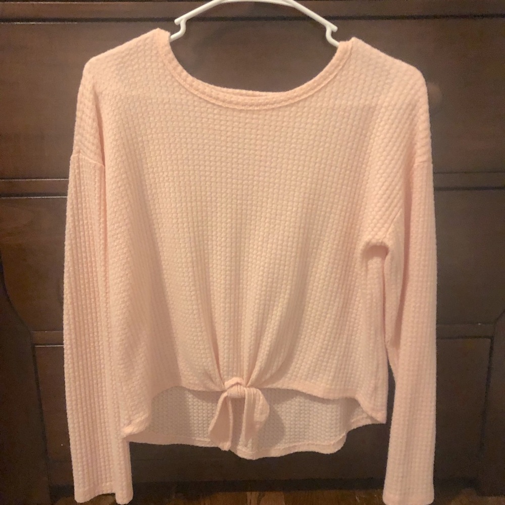 Soft long sleeve front tie shirt